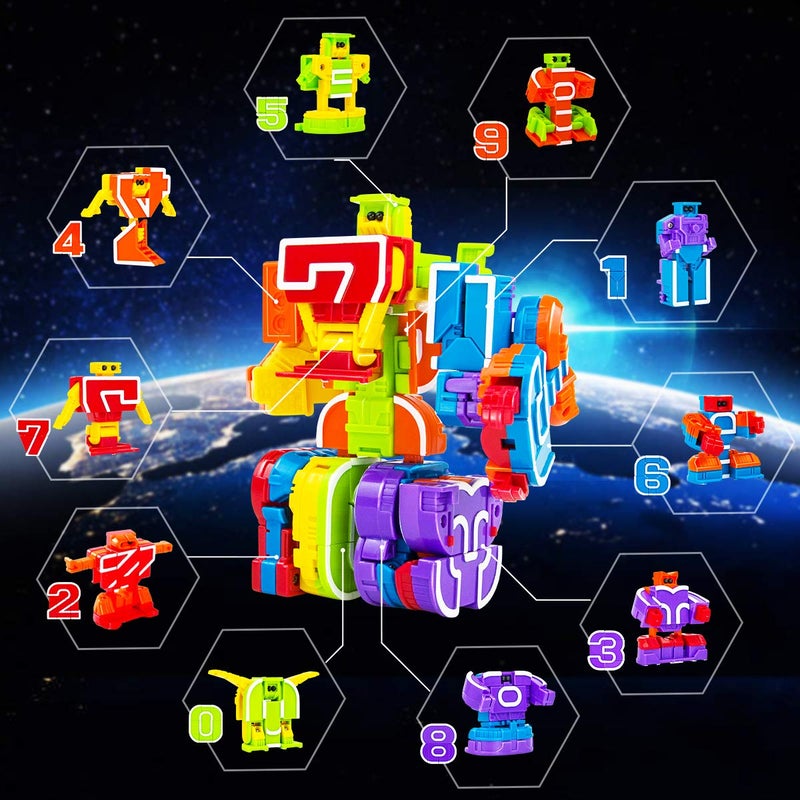 Lydaz Number Bots Toys for Kids  Number Robots Block  Preschool Action Learning Education Math Autism Toys for Toddlers  Classroom Valentines Birthday Gifts for Boys 2 3 4 5Years Old(10Pcs) - Image 3